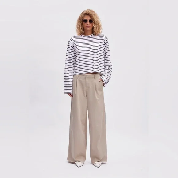 Gestuz Sibagz Stripe Top Bluser White Black Stripe S - Picture 2 of 6